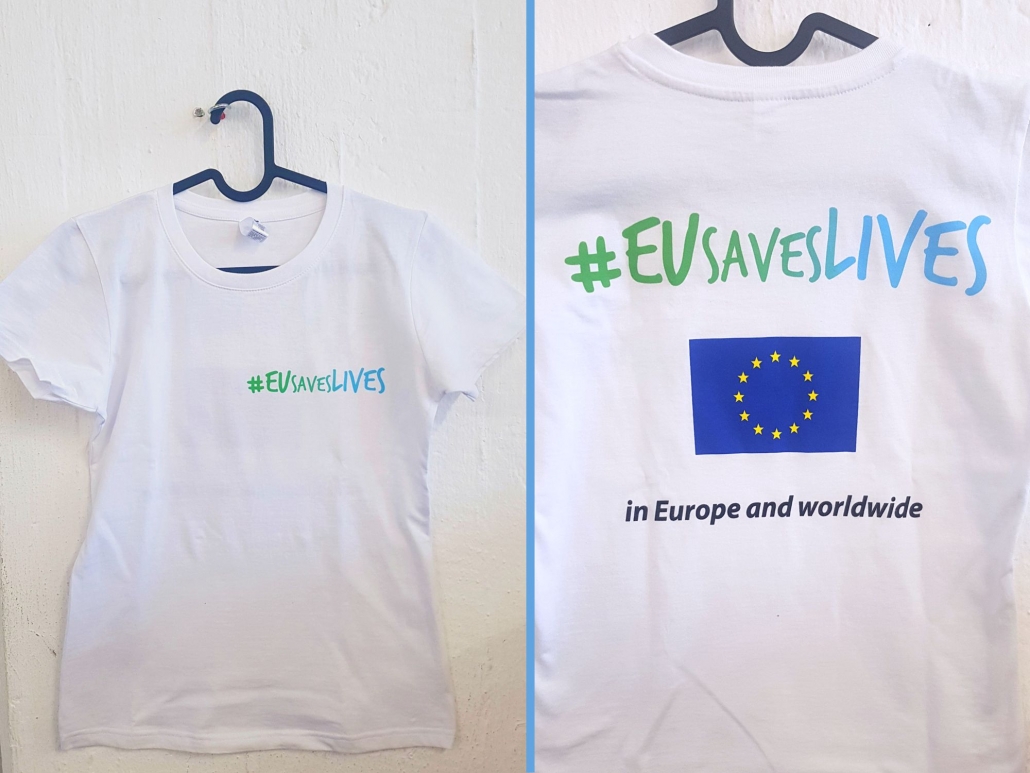 Weißes T-Shirt mit Siebdruck Europaflagge